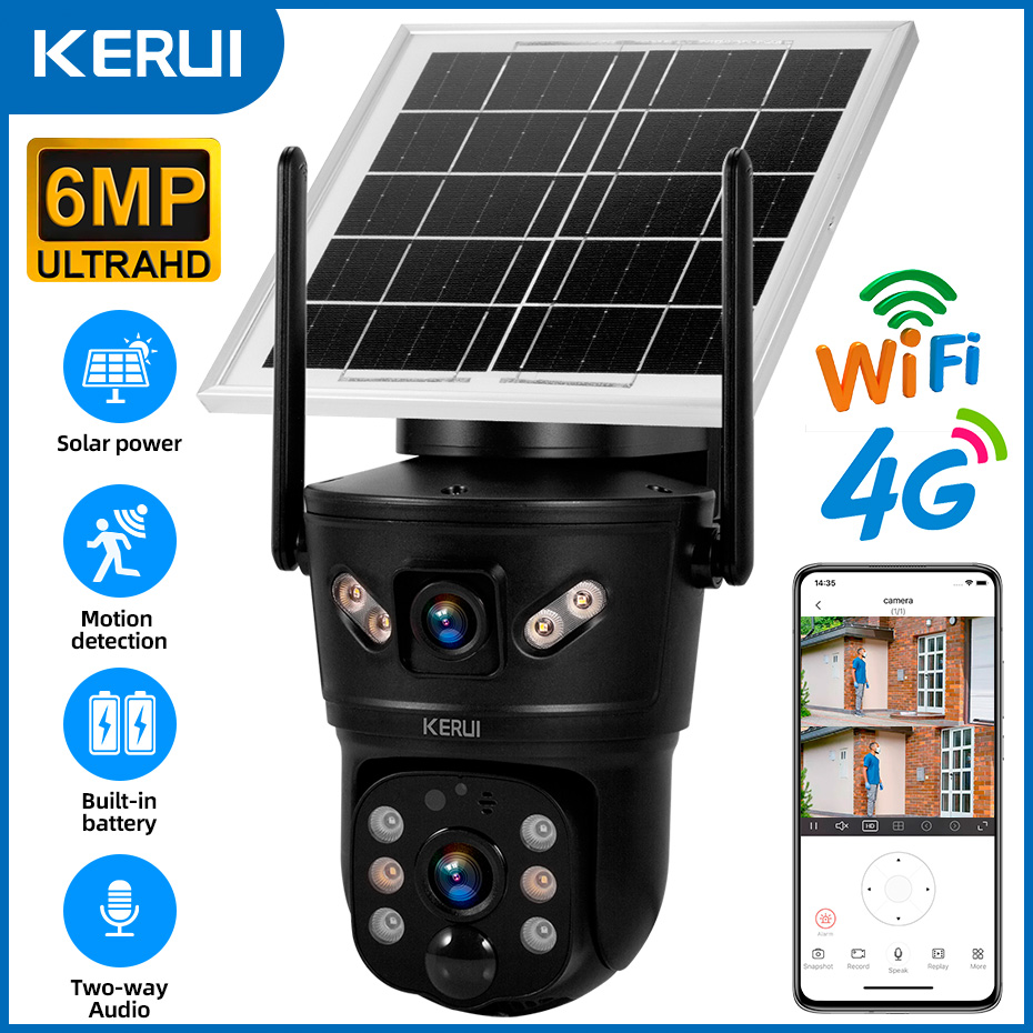 Home Security Front Door - KERUI Outdoor 6MP Solar Camera 4G