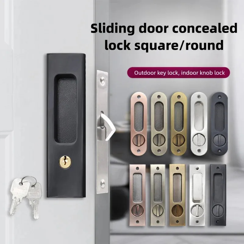 Home Security Door - Black Sliding Door Lock with Key