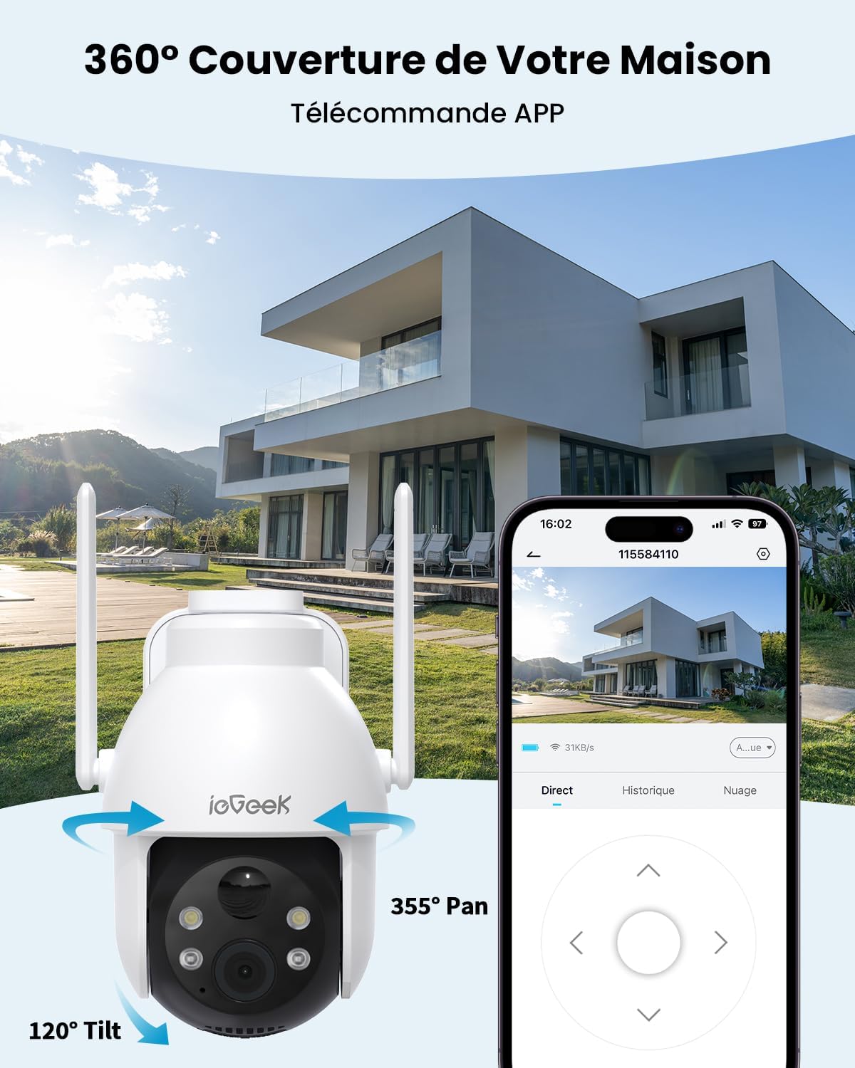 ieGeek 2K 3MP 360° PTZ HD Outd – обзор и цена Home Security Camera Xiaomi