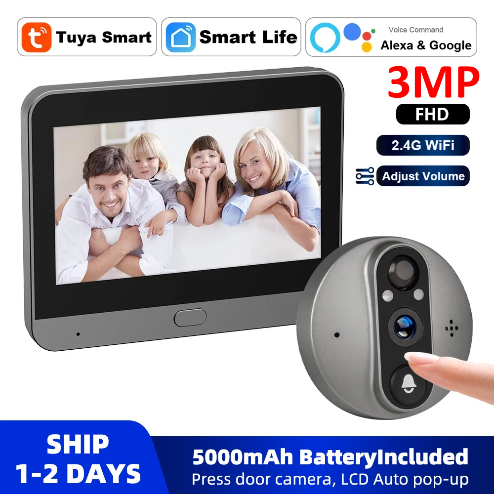 3MP WiFi Smart Tuya Peephole 5 – обзор и цена Peephole Camera Viewer