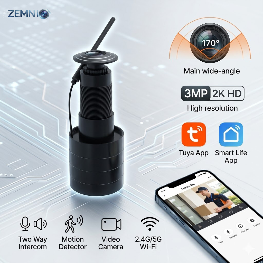 ZEMNIO 2K 3MP Smart Door Peeph – обзор и цена Peephole Camera Viewer