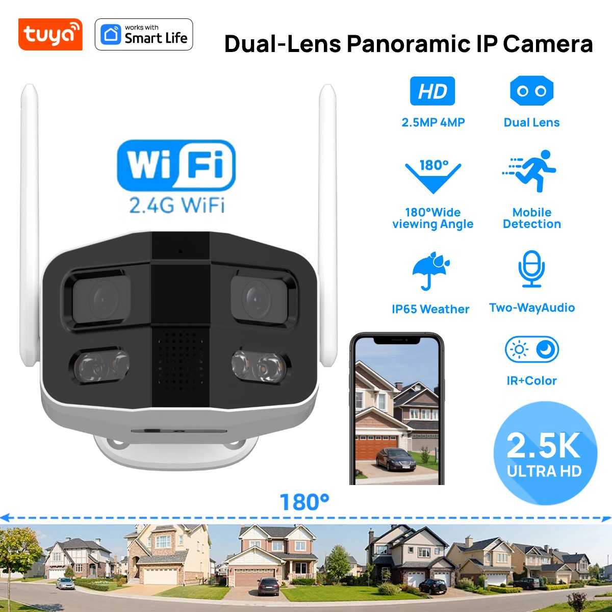 Tuya Smart 4MP 2.5K Dual-Lens  – обзор и цена Home Security Camera Xiaomi