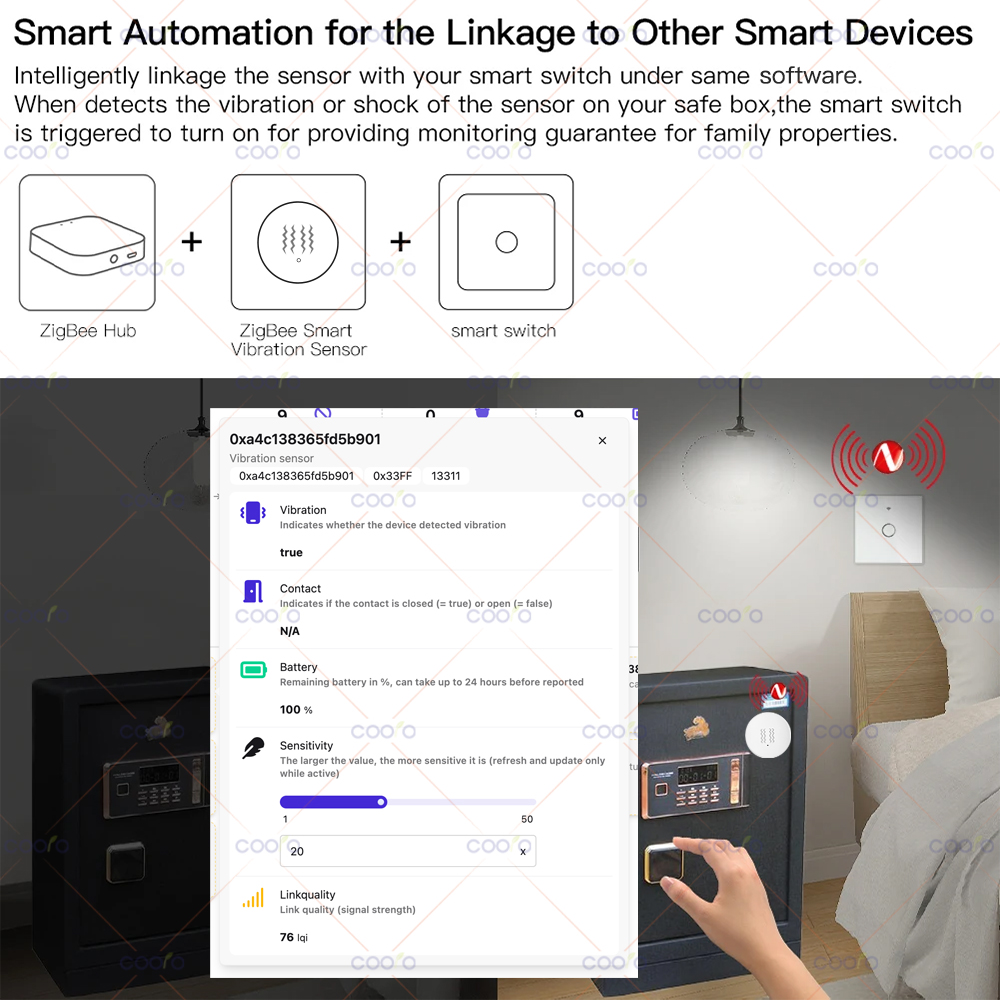 ZigBee 3.0 Vibration Sensor Re – обзор и цена Home Security Door