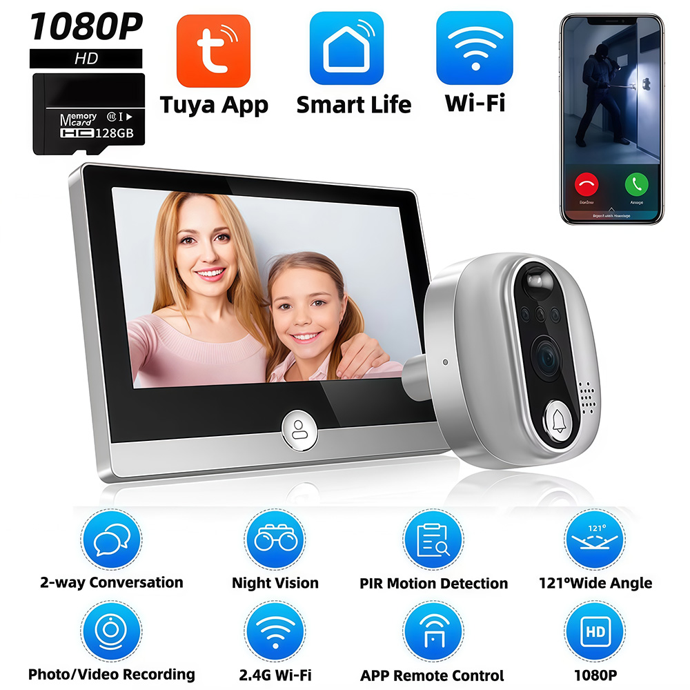 Tuya 1080P WiFi Door Bell Came – обзор и цена Peephole Camera Viewer